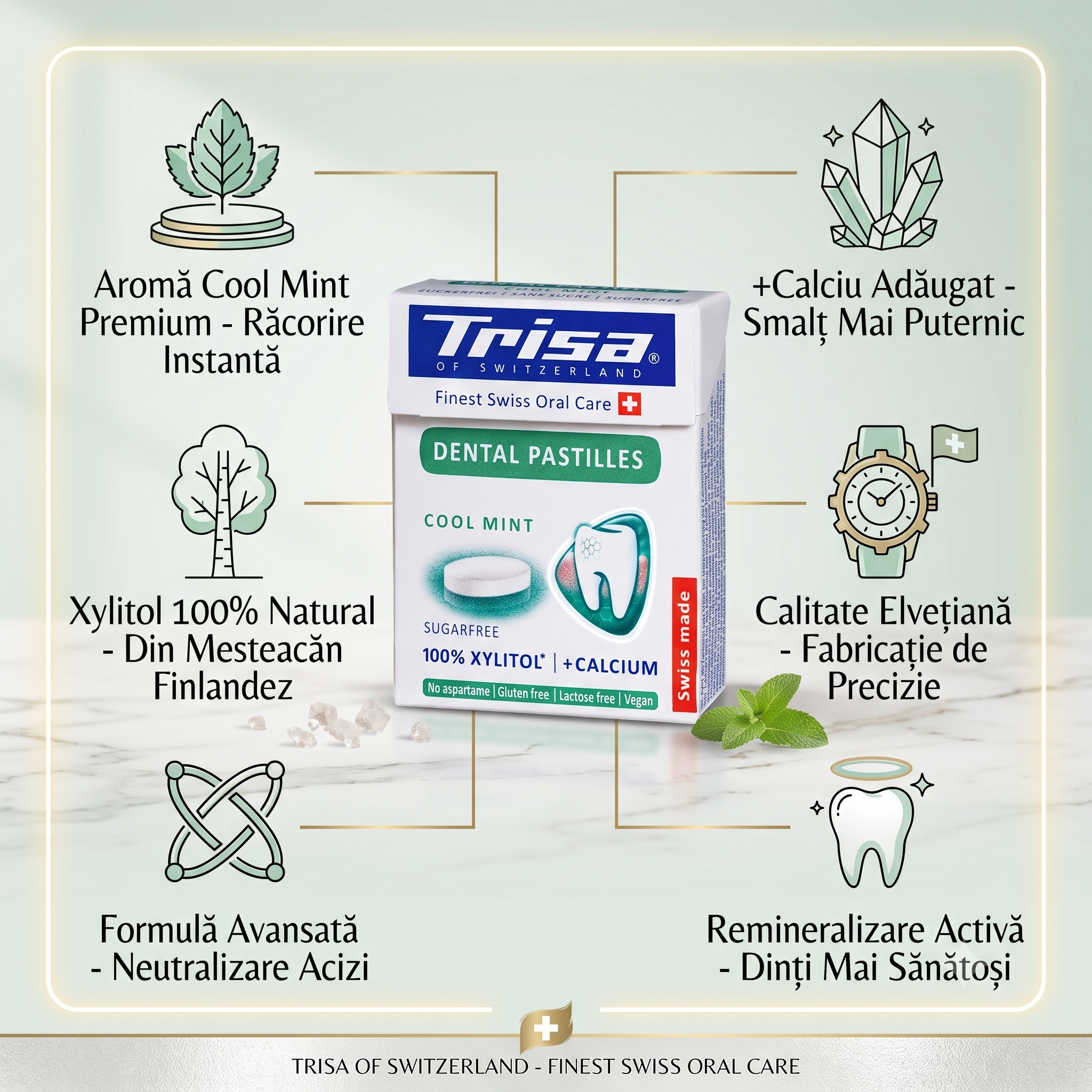 Pastilele Trisa - Descoperă protecția elvețiană cu Xylitol și Calciu!