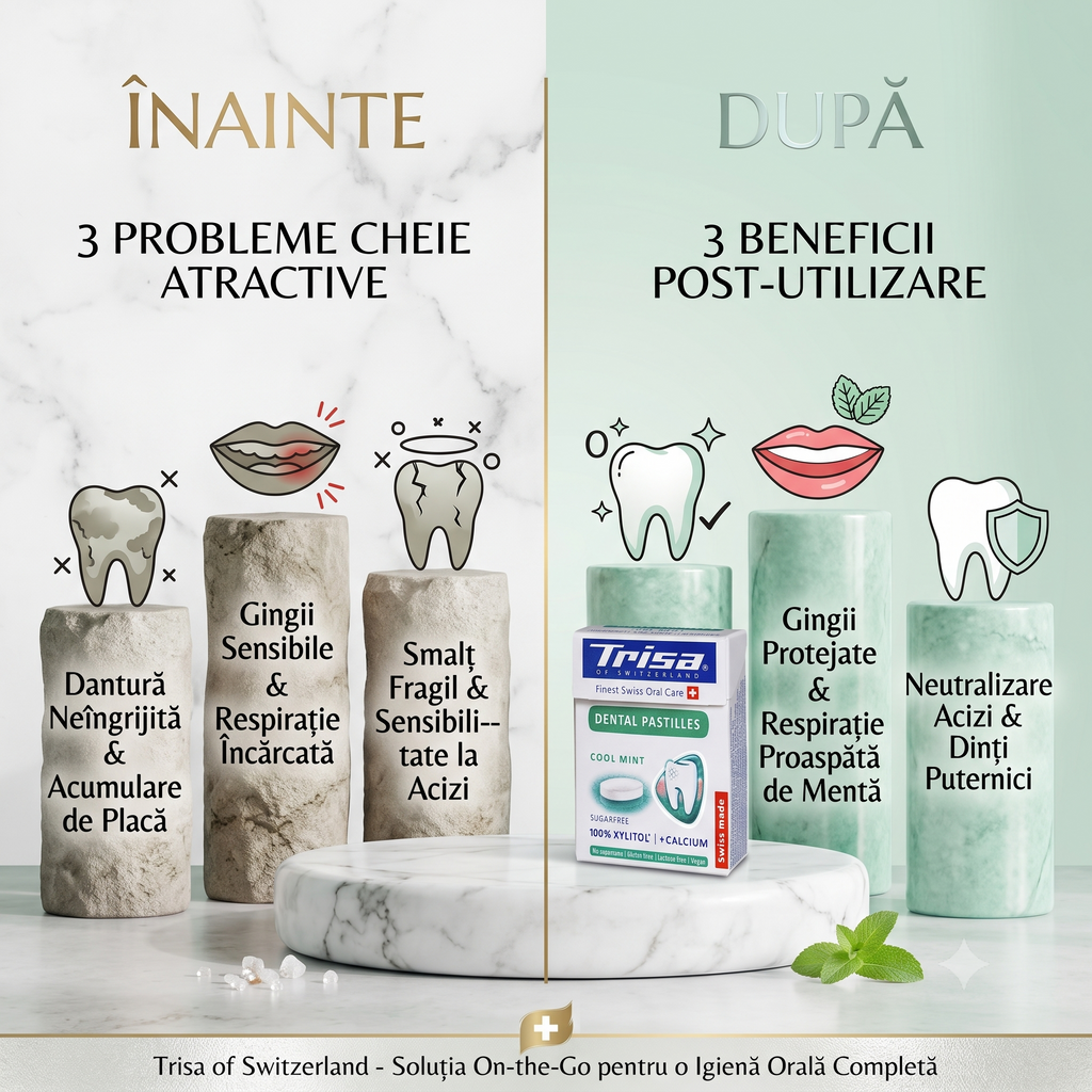 Pastilele Trisa - Descoperă protecția elvețiană cu Xylitol și Calciu!