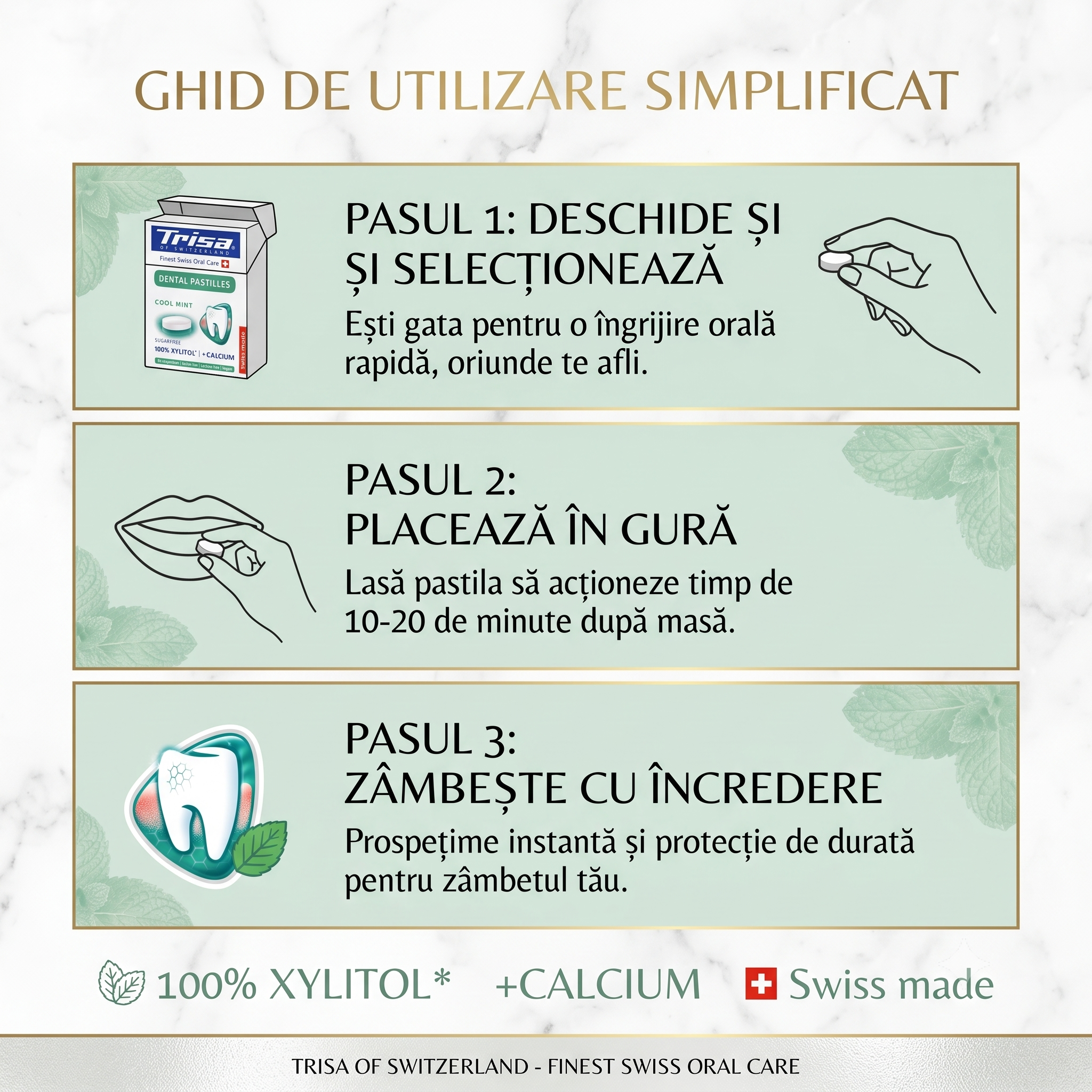 Pastilele Trisa - Descoperă protecția elvețiană cu Xylitol și Calciu!