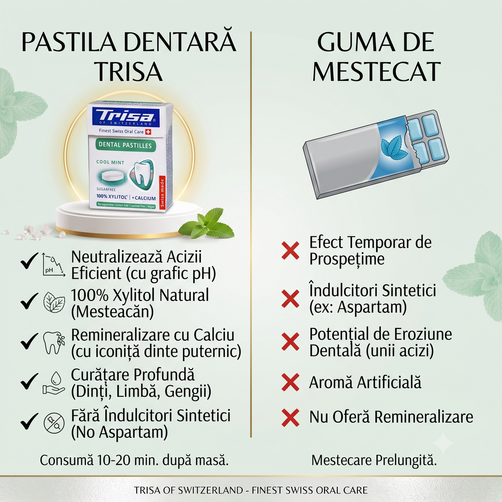 Pastilele Trisa - Descoperă protecția elvețiană cu Xylitol și Calciu!