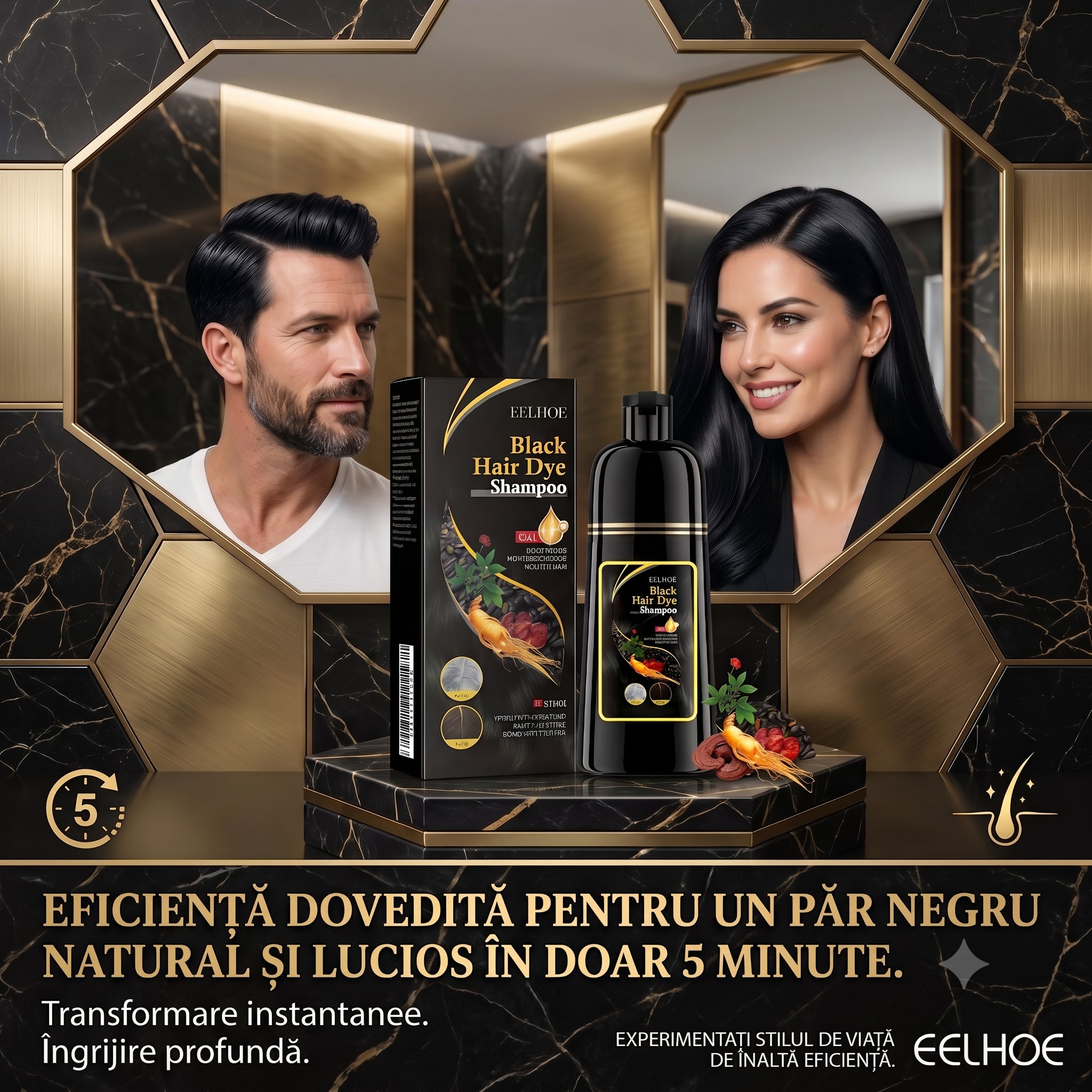 Șamponul ELHOE care acoperă instant firele albe