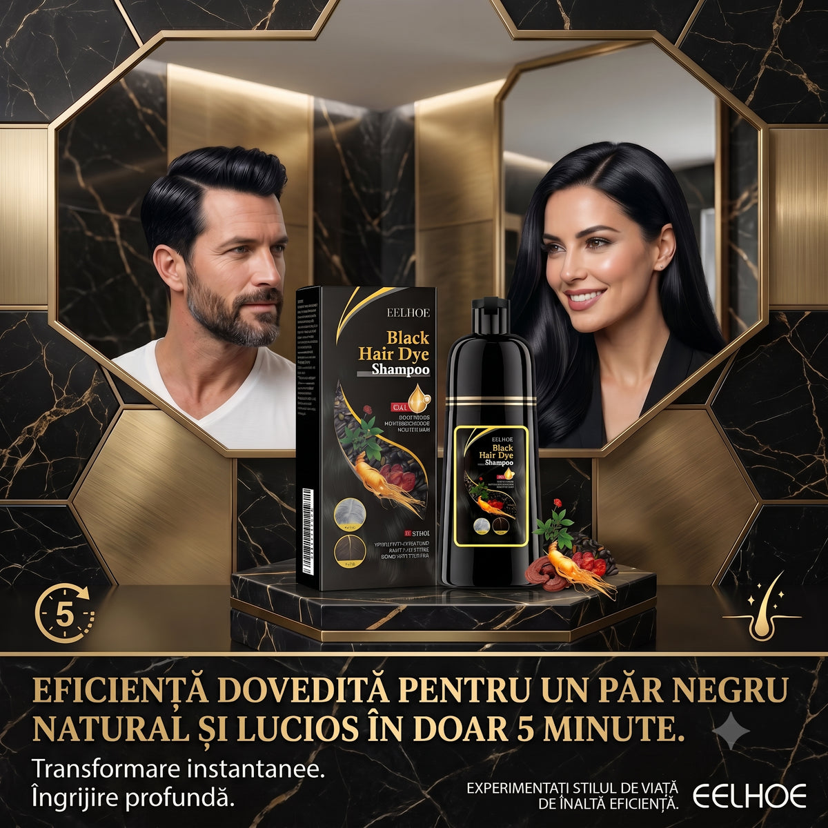 Șamponul ELHOE care acoperă instant firele albe
